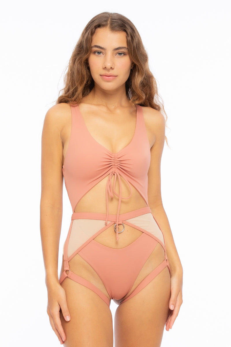 Nona Perkasa Hotline Garter Belt - Pastel/Sand