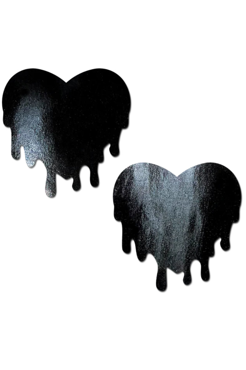 Pastease Patent Leather Fetish Vinyl Melty Heart Nipple Pasties - Black