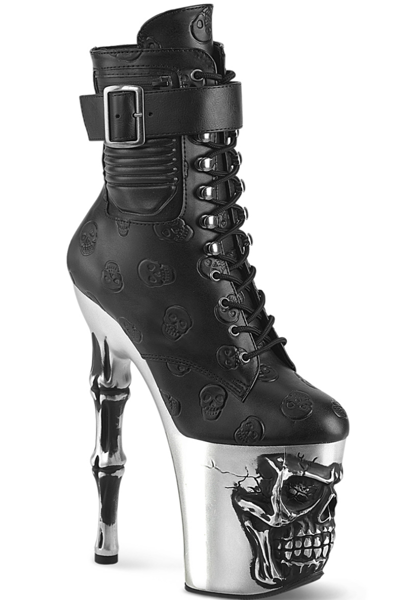 Pleaser USA Rapture-1020STR-02 8inch Pleaser Boots - Matte Black/Silver