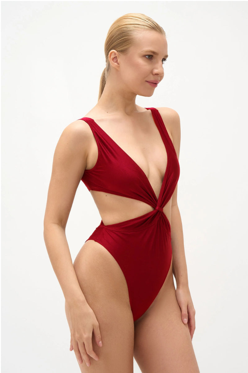 Shark Polewear Twist Bodysuit - Wine