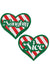 Pastease Velvet Naughty and Nice Heart Nipple Pasties - Red/Green-Pastease-Pole Junkie