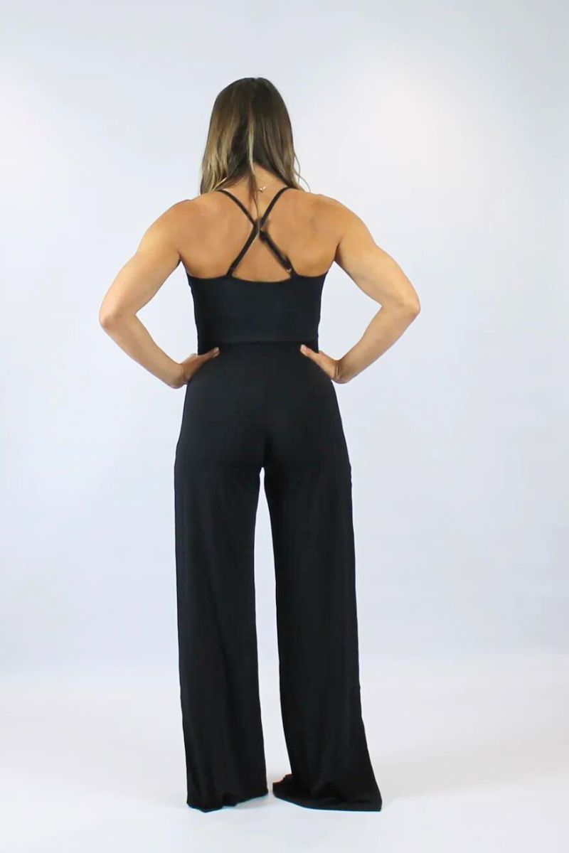 Olra Activewear Statement Open Leg Lace Jumpsuit Black Pole Junkie