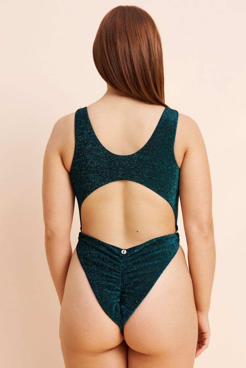 Lunalae Kenzie High Cut Bodysuit - Ocean Shimmer