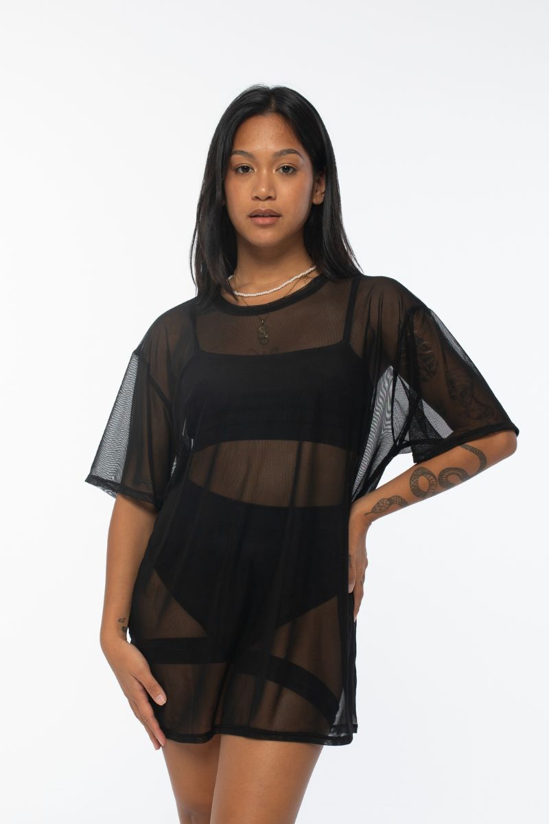 REV ACTIV Mesh Oversized T-Shirt - Black