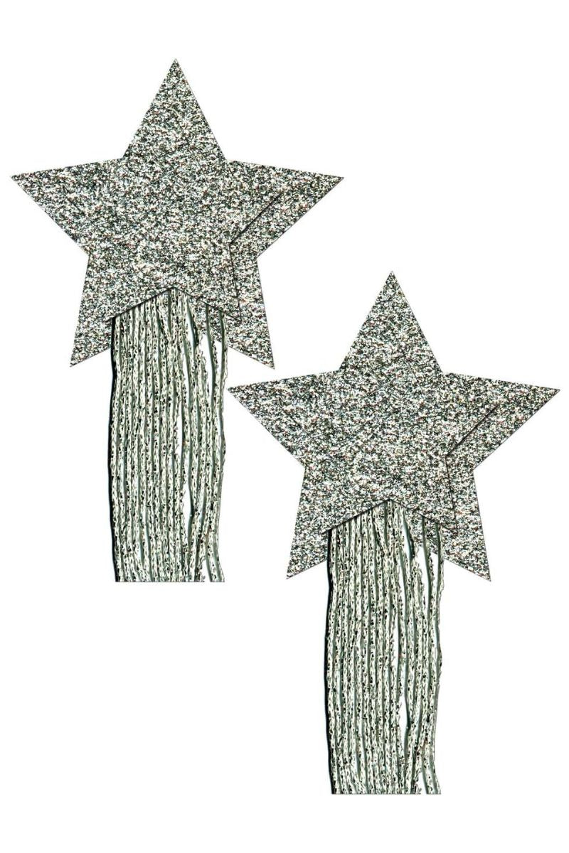 Glitter Stickers Stars 1 inch - Two Color Way - Silver Green