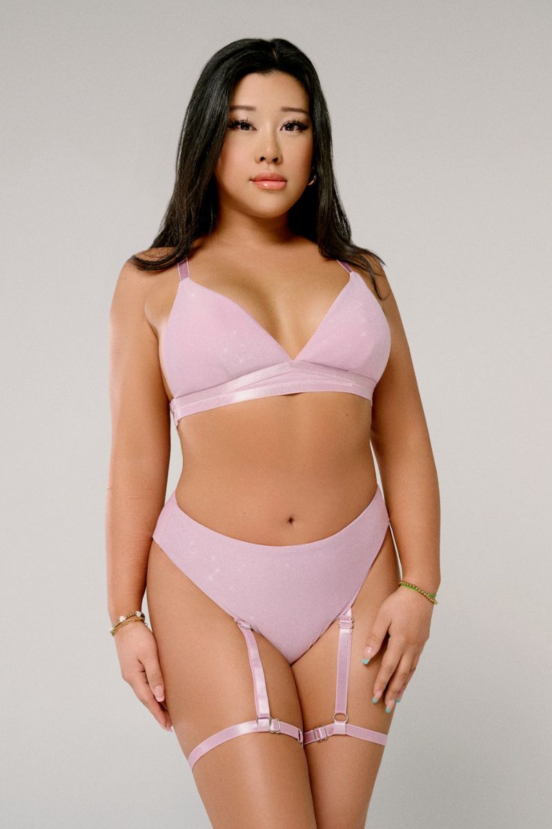 CXIX Cora High Waisted Bottoms with Garter - Aurora Pink