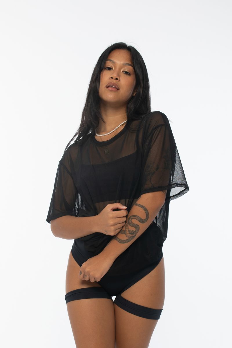 REV ACTIV Mesh Oversized T-Shirt - Black