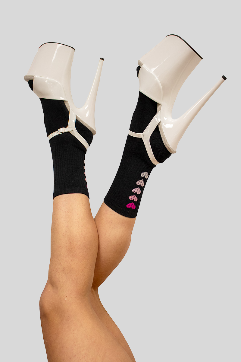 Pole Junkie Hearts Socks - Black