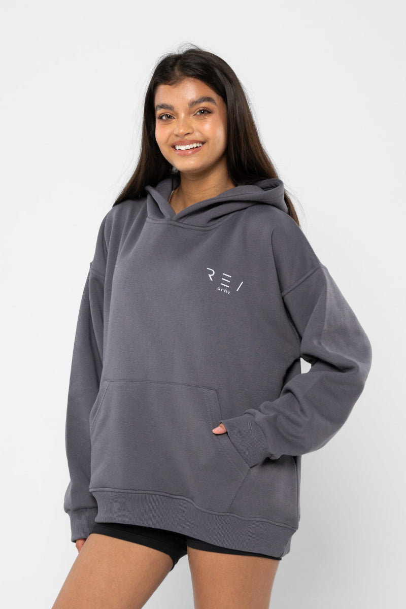 REV ACTIV Innocent Girl With Pleasers Premium Hoodie - Grey