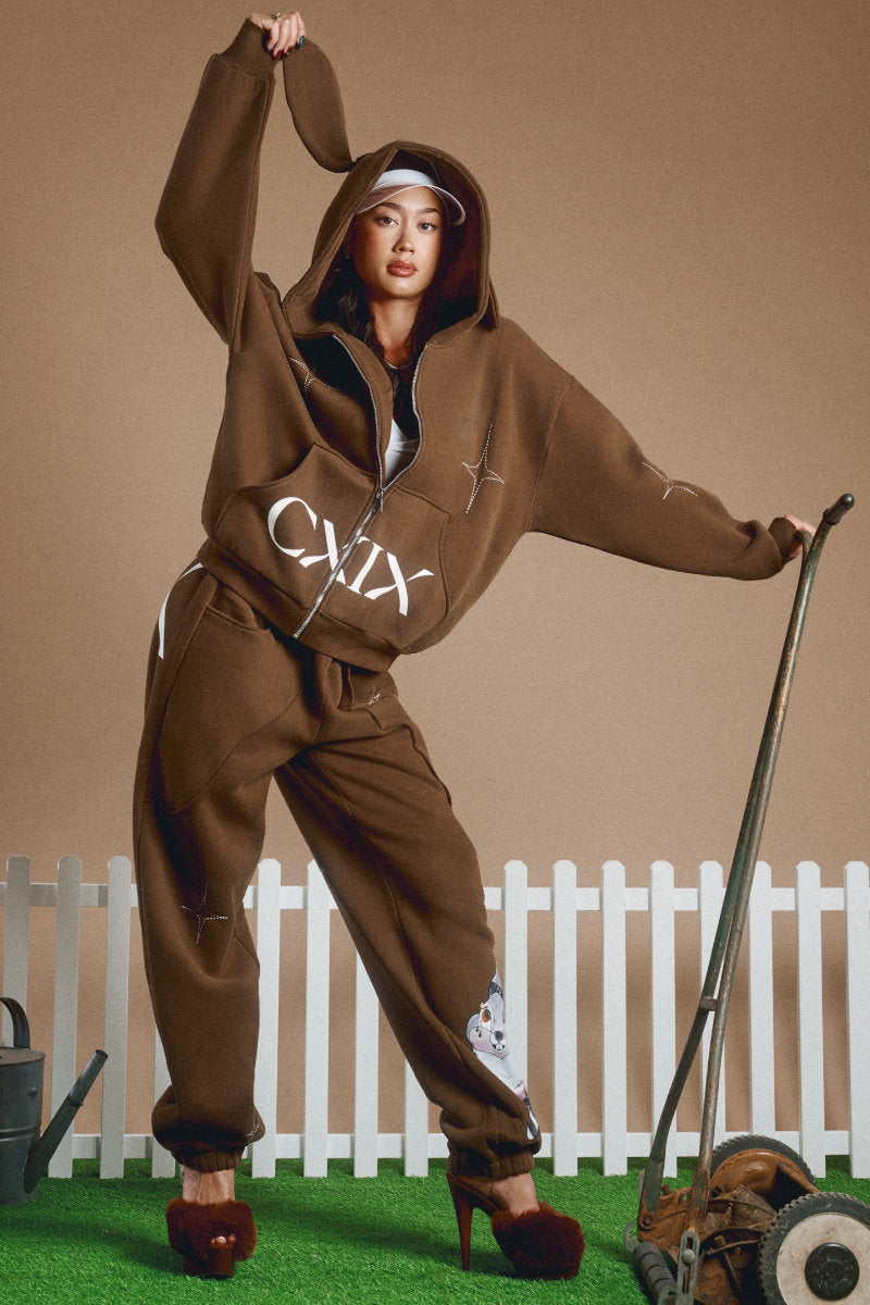 CXIX Creatures in the Club: Honey Bunz Zip Hoodie - Chocolate