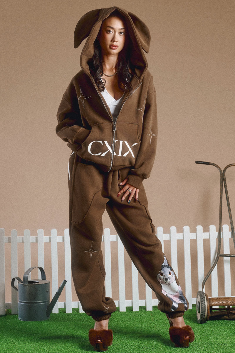 CXIX Creatures in the Club: Honey Bunz Zip Hoodie - Chocolate