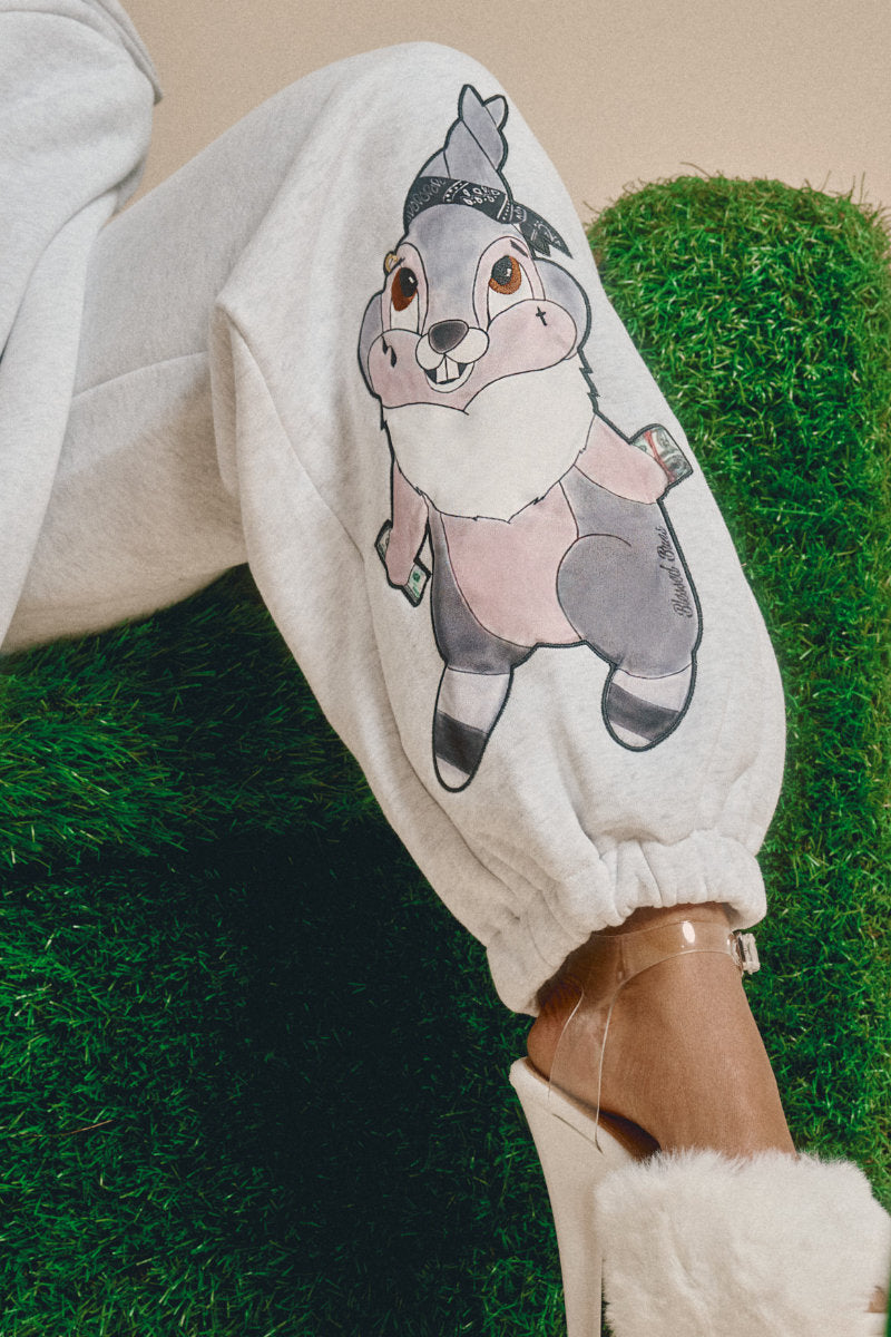 CXIX Creatures In The Club: Blessed Bunz Sweatpants - Mist Grey/White