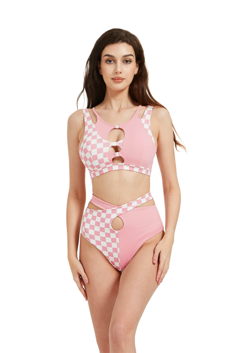 Hamade Activewear Patchwork Bottoms - Checkered Light Pink · Pole