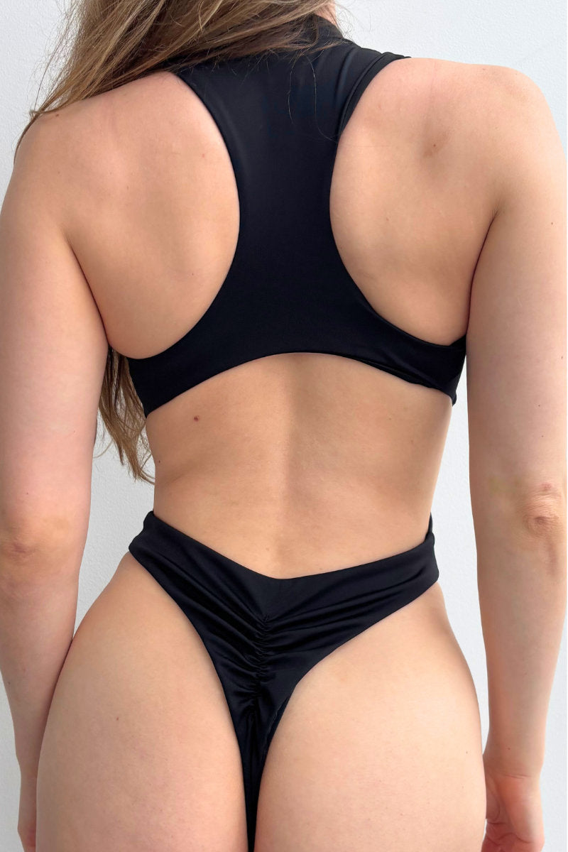 Lunalae Marina Zipper Scuba Bodysuit - Black