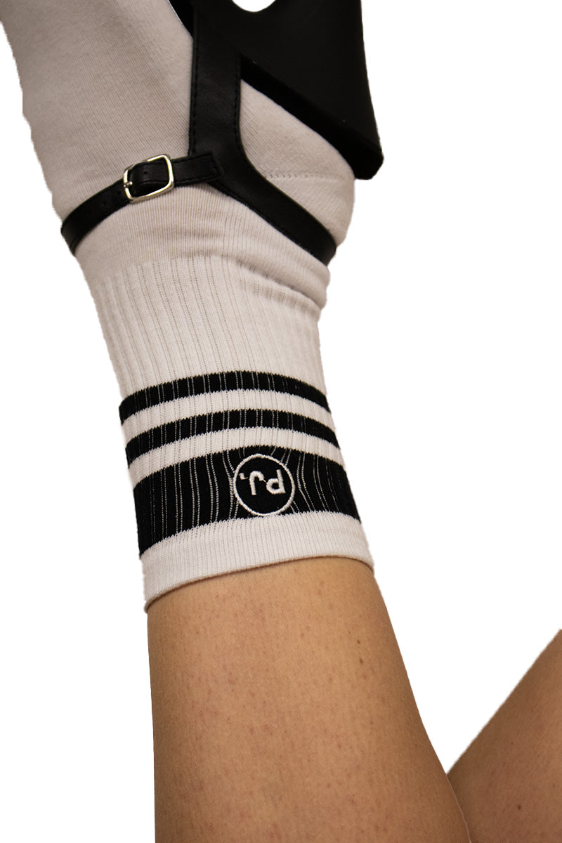 Pole Junkie Banded Socks - White / Black Stripes