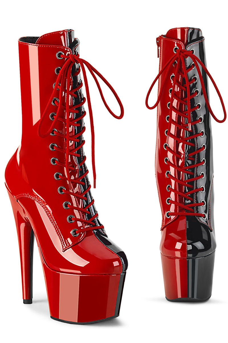 Pleaser USA Adore 1040TT 7inch Pleaser Boots Patent Black Red Pole Junkie