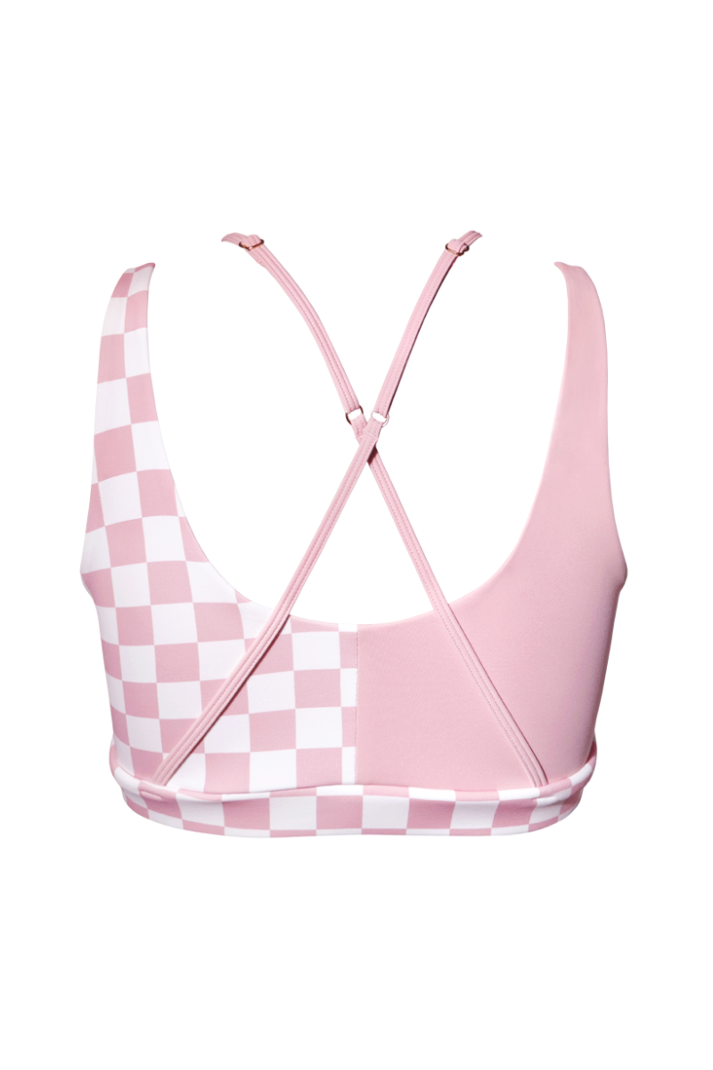 Hamade Activewear Hollow Front Top - Checkered Light Pink · Pole