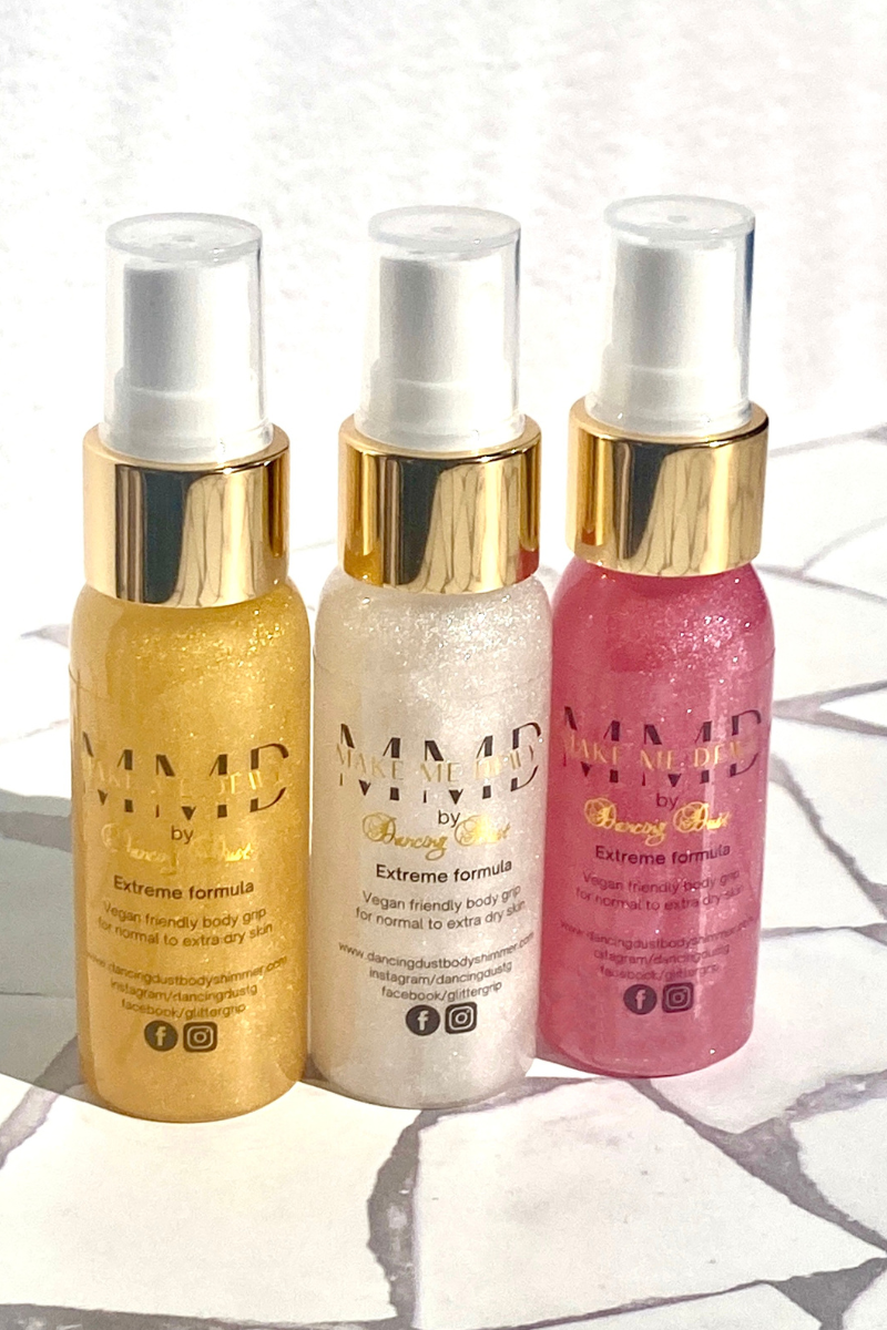 Dancing Dust Make Me Dewy Trio pack - Gold/Silver/Pink (3x 30ml)