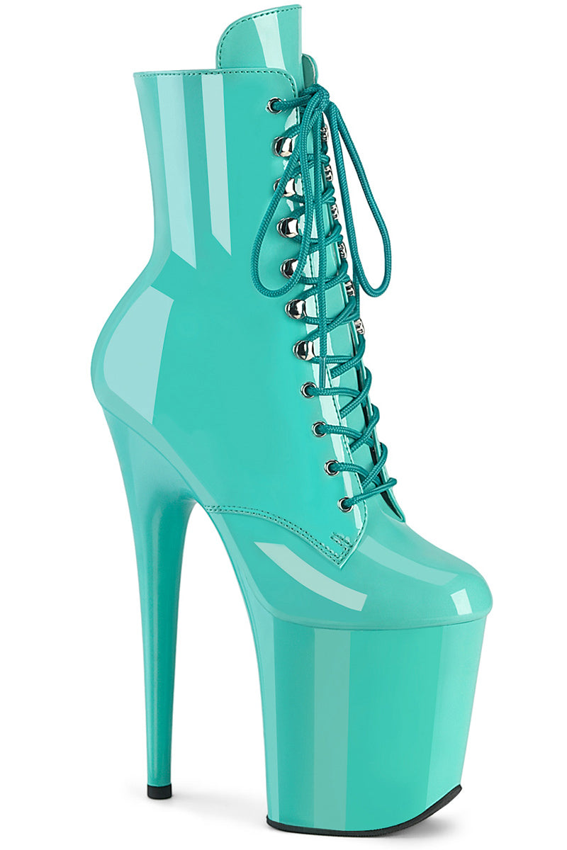 Pleaser USA Flamingo-1020 8inch Pleaser Boots - Patent Aqua