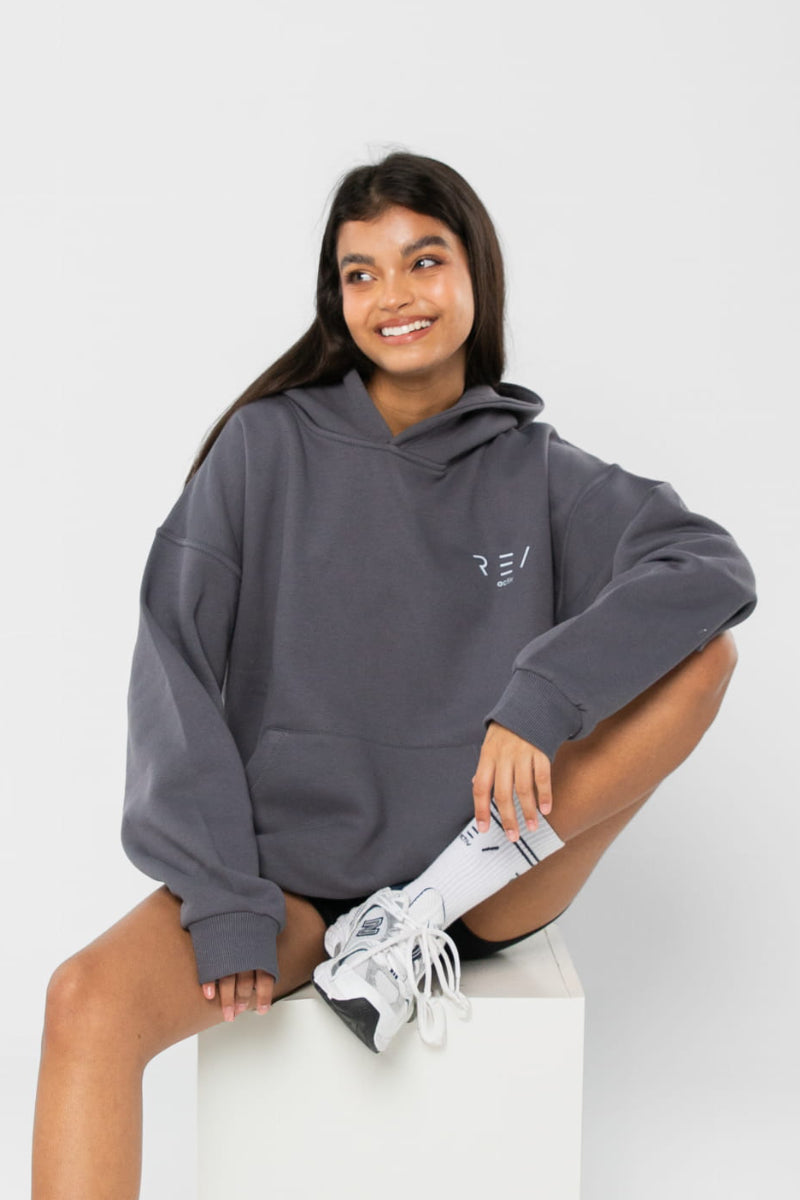 REV ACTIV Innocent Girl With Pleasers Premium Hoodie - Grey