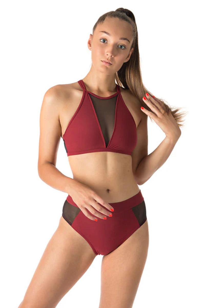 Dragonfly Victoria Sports Bra Burgundy Mesh Pole Junkie