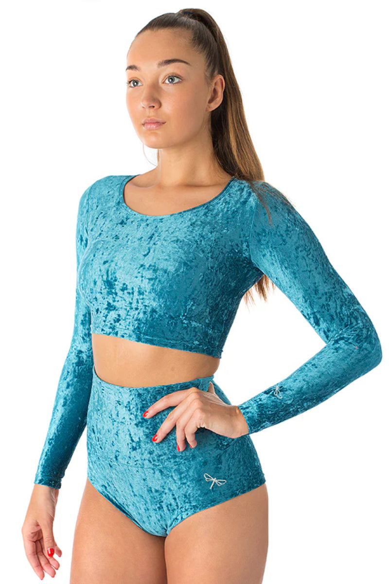 Dragonfly Pavi Crop Top - Velvet Turquoise