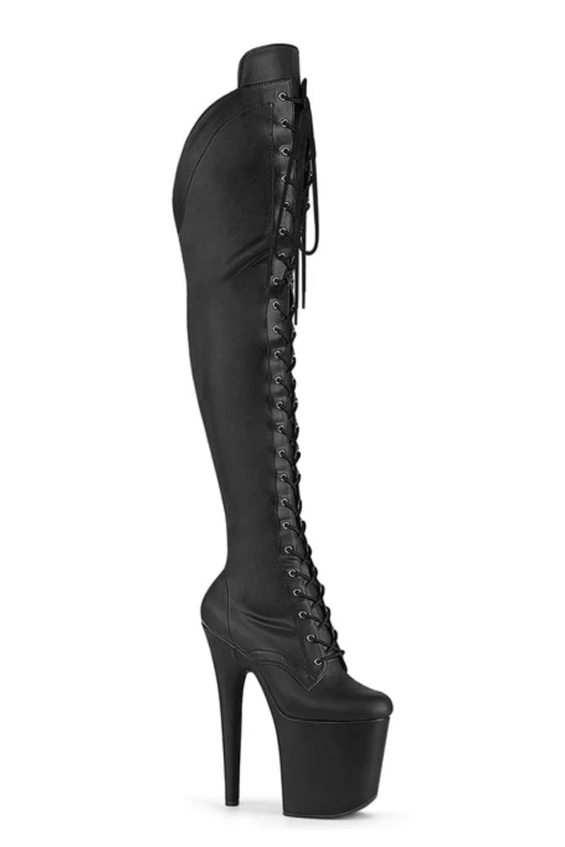 Pleaser USA Flamingo-3014 8inch Over Knee Pleaser Boots - Matte Black