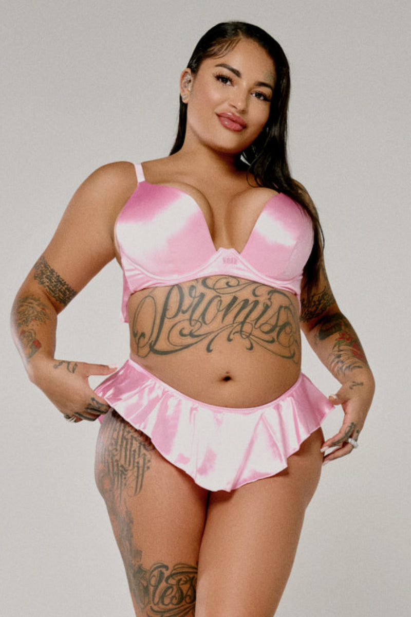 CXIX X HOAH Pillowtalk Take the Plunge Top - Pink Satin