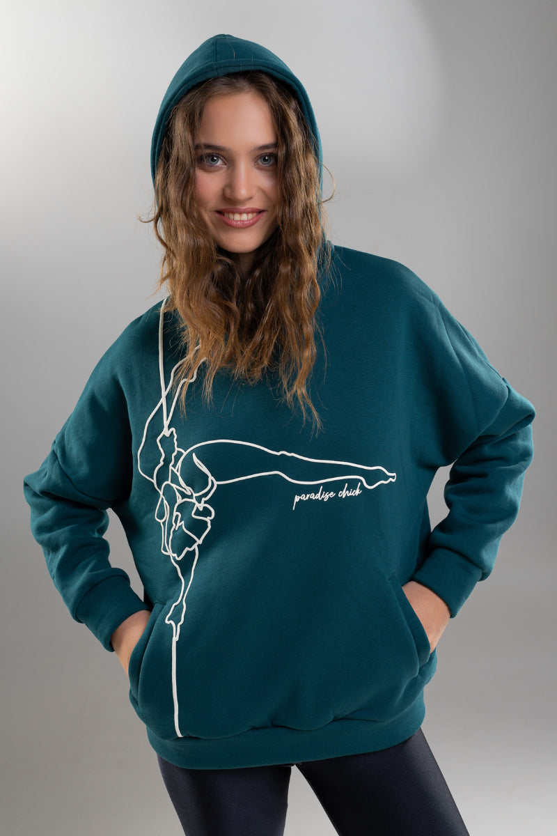 Paradise Chick Supreme Pole Dancer Hoodie - Petrol