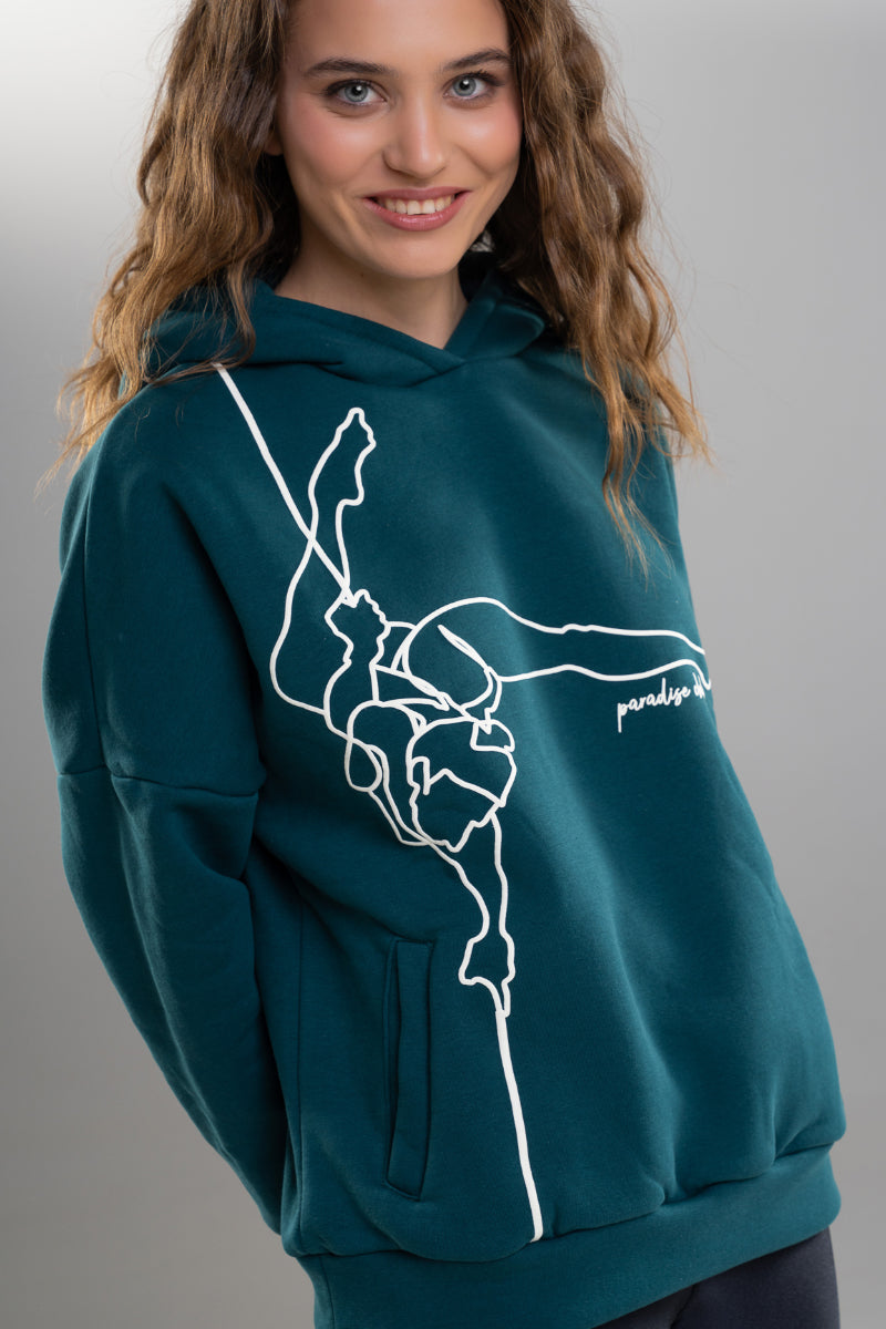 Paradise Chick Supreme Pole Dancer Hoodie - Petrol