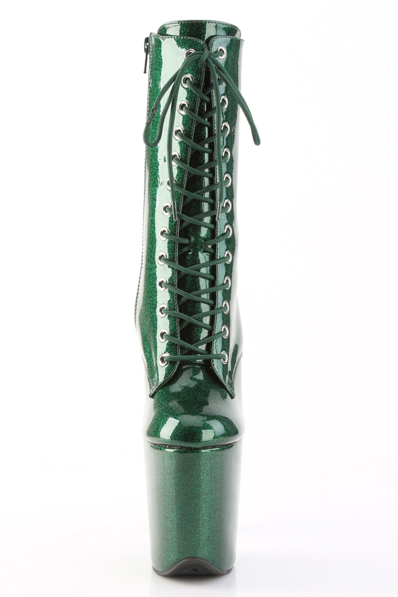 Pleaser USA Flamingo-1040GP 8inch Pleaser Boots - Emerald Green Glitter