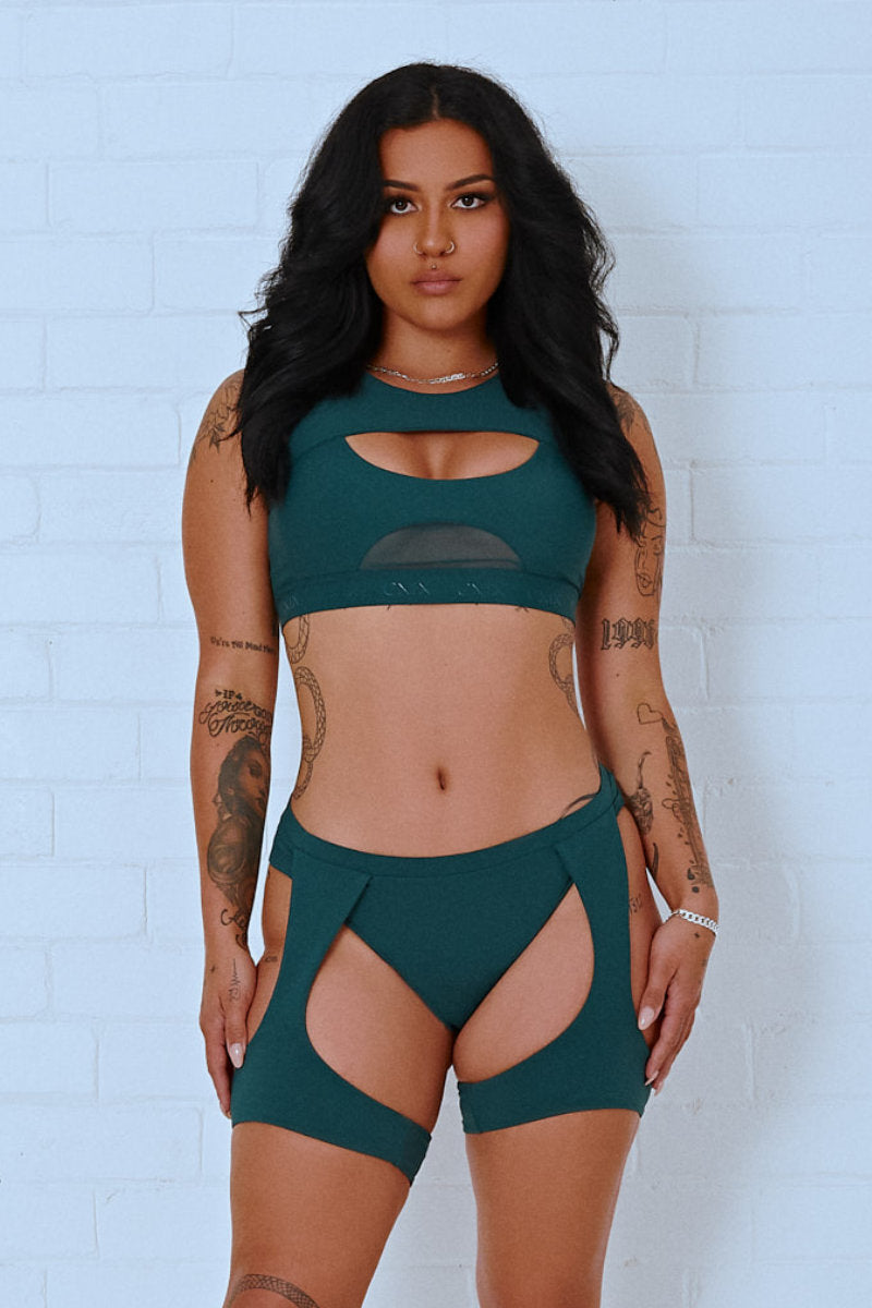 CXIX BaddieBabe Garter Bottoms - Teal-Creatures of XIX-Pole Junkie