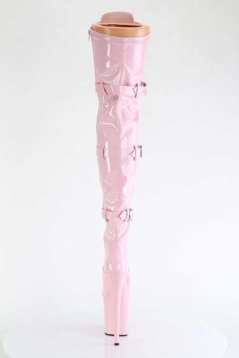 Pleaser USA Flamingo-3028 8inch Thigh High Pleaser Boots - Patent Baby Pink  · Pole Junkie