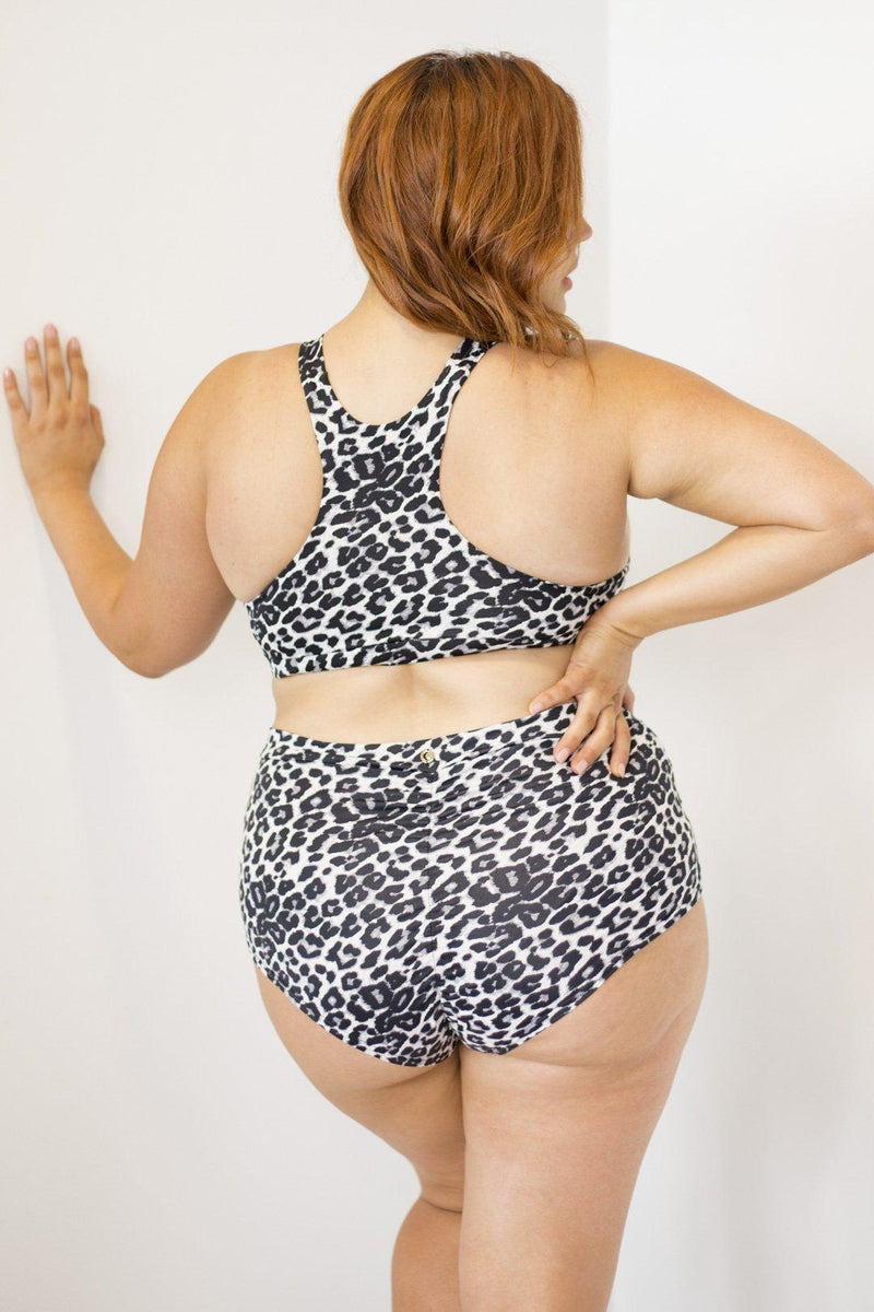 Lunalae High Waist Shorts - Grey Leopard-Lunalae-Pole Junkie