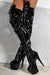 Hella Heels LipKit Thigh High Front Lace 7inch Boots - Black Beatle-Hella Heels-Pole Junkie