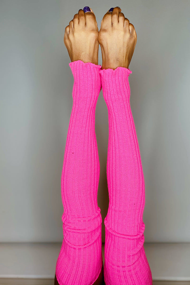 Thigh High Legwarmers - Neon Pink · Pole Junkie