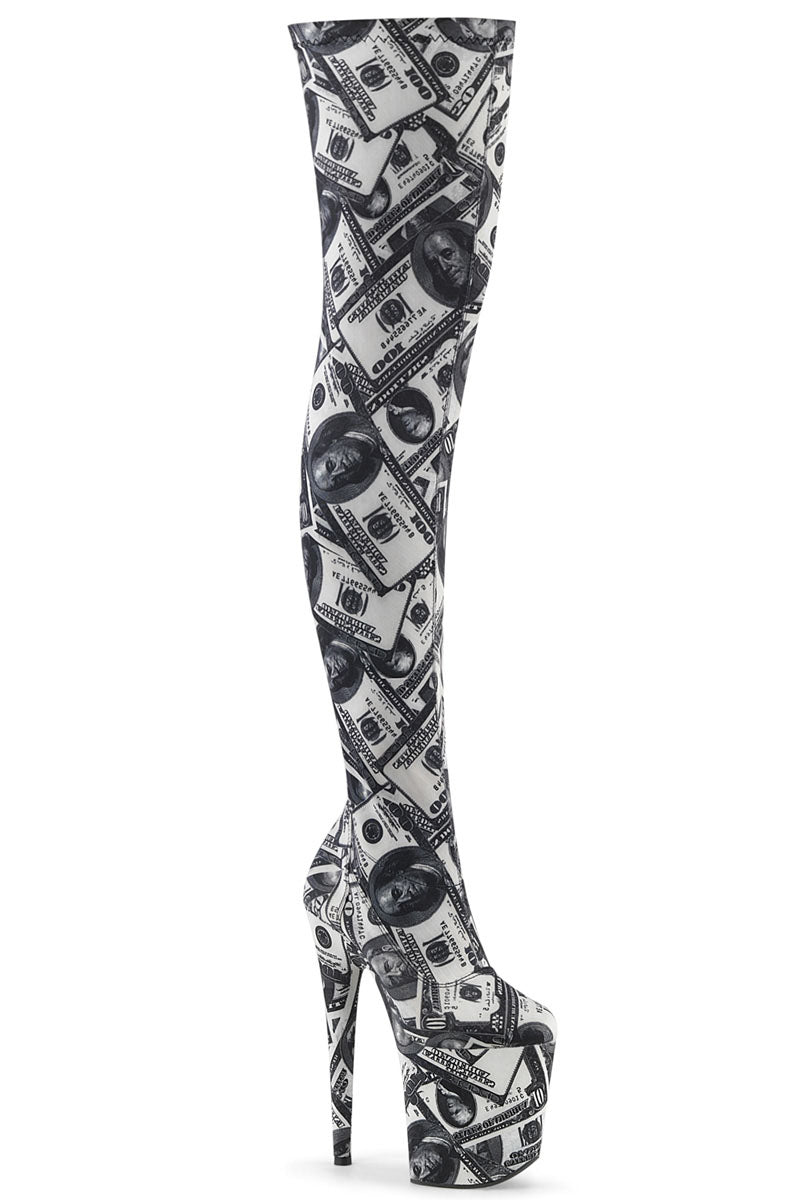 Printed thigh high boots on sale