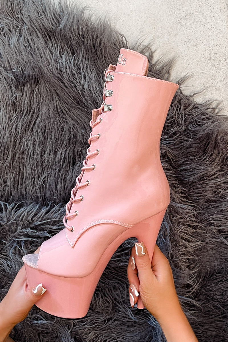 Hella Heels LipKit Open Toe 7inch Boots - Candy Shop-Hella Heels-Pole Junkie