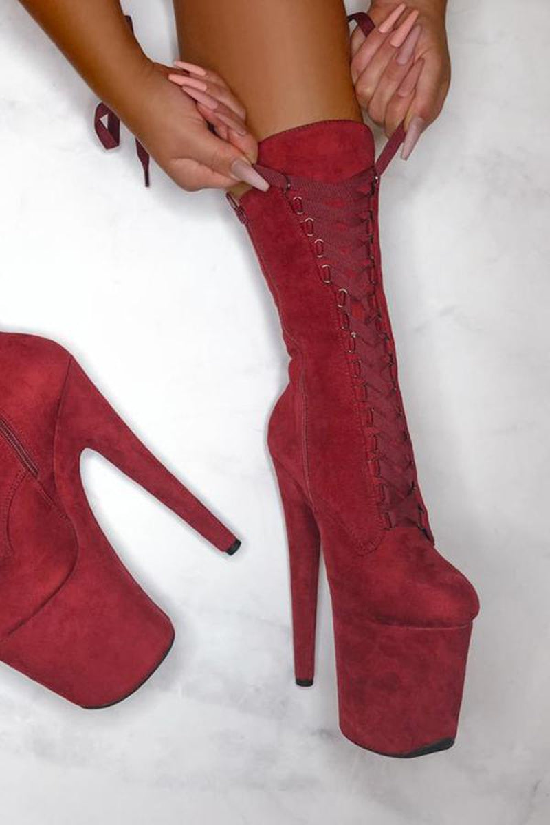 Dark red hot sale high heel shoes