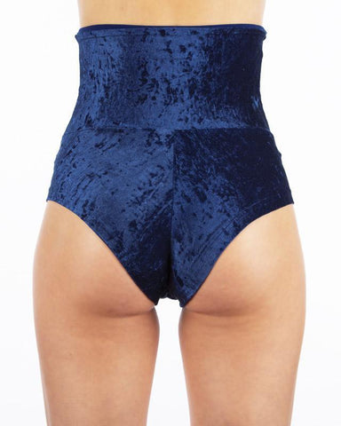 Dragonfly Betty High-Waisted Shorts - Velvet Blue-Dragonfly-Pole Junkie