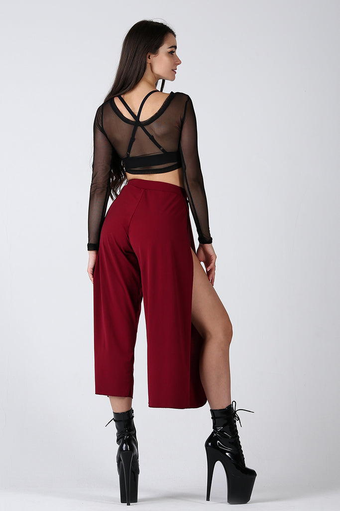 REV ACTIV Sensual Flow Pants (with leg slit) - Wine · Pole Junkie