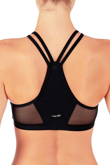 Dragonfly Victoria Sports Bra - Black Mesh-Dragonfly-Pole Junkie